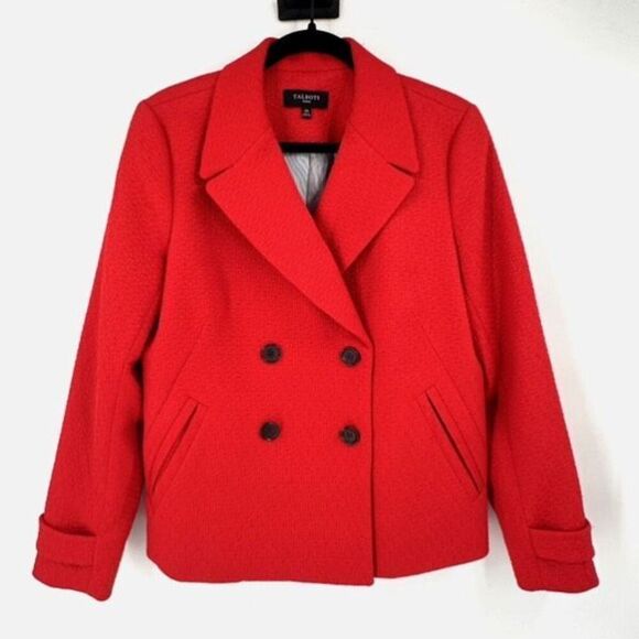Talbots Women's Petite Notch Lapel Double Breasted Red Blazer Jacket Size 14P‎ - Picture 1 of 11